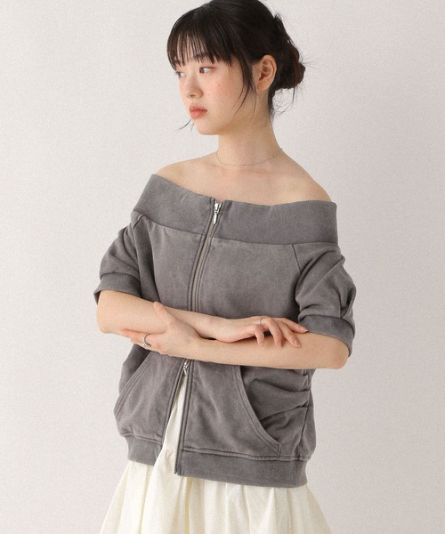 Heather（ヘザー） トレーナー スウェット WZIPオフショル裏毛半袖