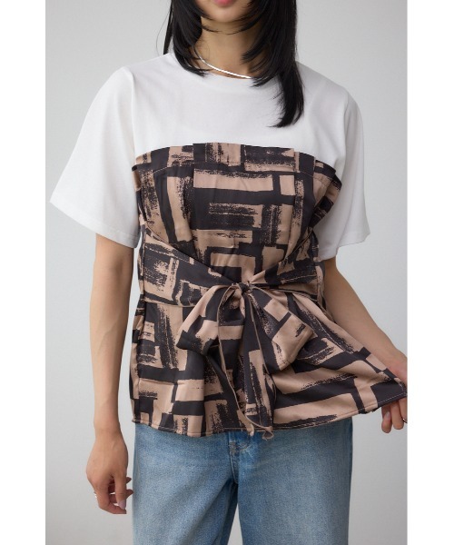 tシャツ スカーフドッキングトップス レディース