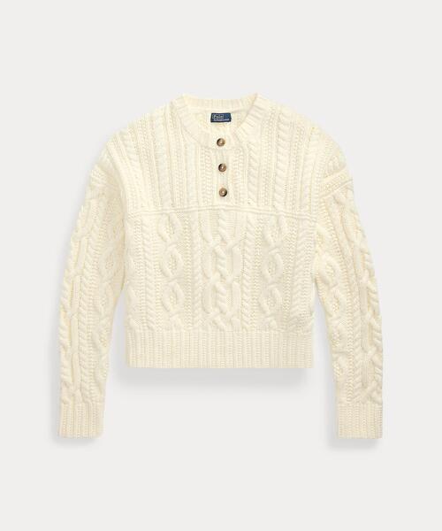 ニット セーター アランニット コットン ヘンリーネック セーター レディース POLO RALPH LAUREN ニット セーター アランニット コットン