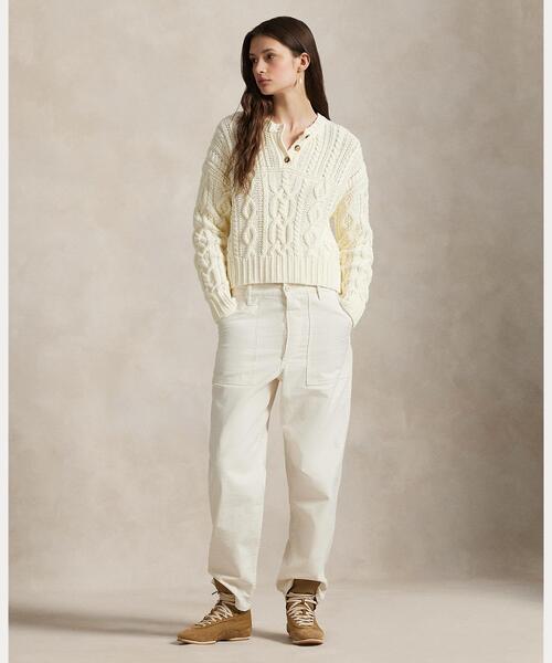 ニット セーター アランニット コットン ヘンリーネック セーター レディース POLO RALPH LAUREN ニット セーター アランニット コットン