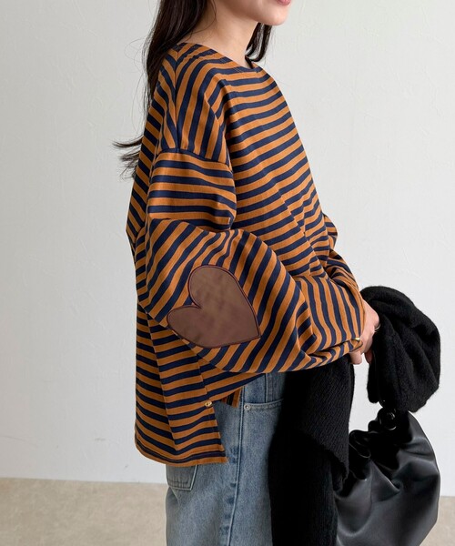 fredy emue（フレディエミュ） tシャツ ボーダーハートパッチプル