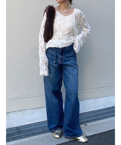 ungrid 【百田夏菜子コラボ】レースコンビルーズデニム 百田夏菜子コラボ】レースコンビルーズデニム（デニムパンツ）｜Ungrid