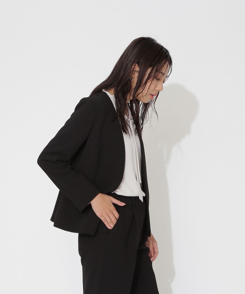 「NATURAL BEAUTY BASIC」 ノーカラージャケット SMALL ブラック レディース