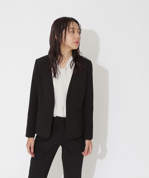 「NATURAL BEAUTY BASIC」 ノーカラージャケット SMALL ブラック レディース