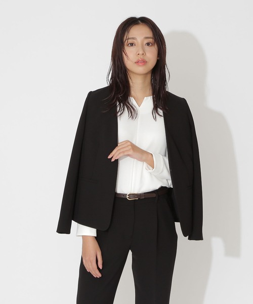 「NATURAL BEAUTY BASIC」 ノーカラージャケット SMALL ブラック レディース