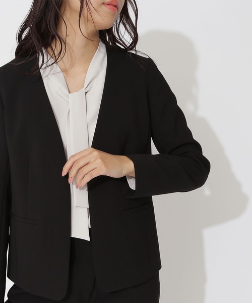 「NATURAL BEAUTY BASIC」 ノーカラージャケット SMALL ブラック レディース