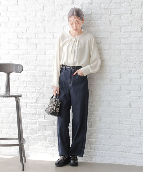 「GLOBAL WORK」 長袖ブラウス LARGE コーラルピンク レディース