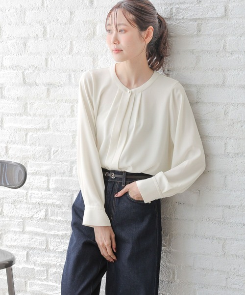 「GLOBAL WORK」 長袖ブラウス LARGE コーラルピンク レディース