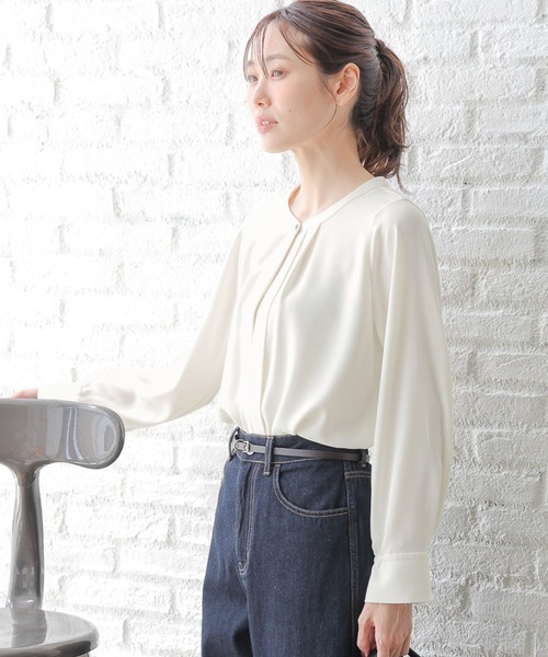 「GLOBAL WORK」 長袖ブラウス LARGE コーラルピンク レディース