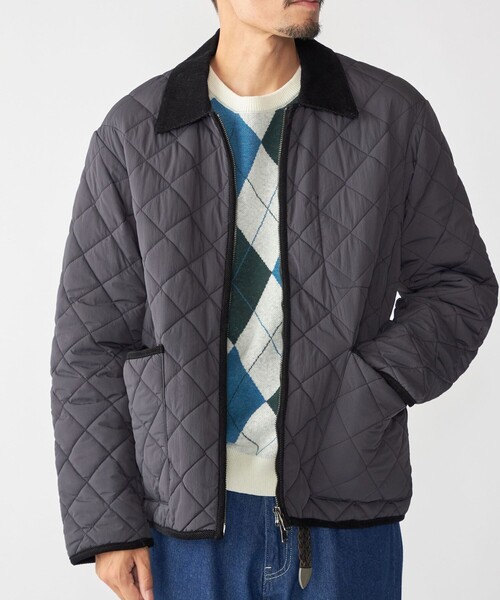 【マンシングウェア】半袖キルティングブルゾン　LLサイズ　黒xグレー　メンズ SHIPS（シップス） ブルゾン アウター SHIPS:「手洗い可能」NETPLUS(R
