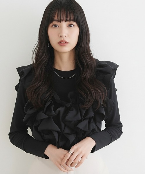 Lateru tシャツ フリルアクセントロングスリーブトップス Tシャツ 春