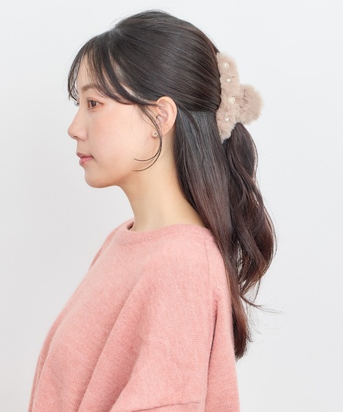 Heartdance（ハートダンス） ヘアクリップ 装飾ビジュー付ファーバンス