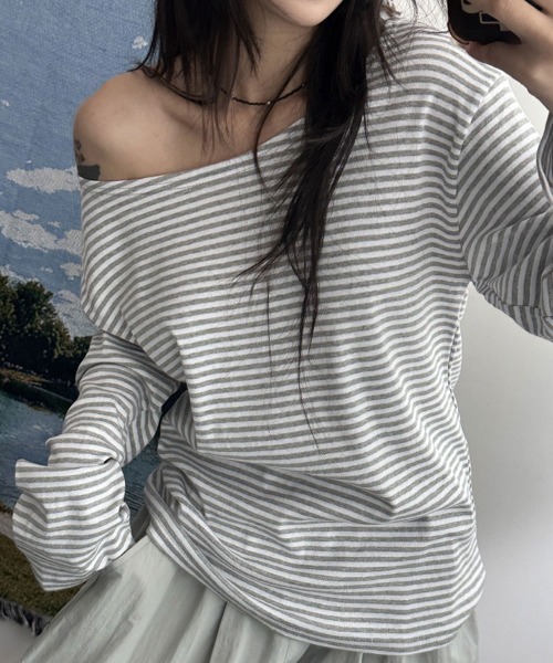 tシャツ 2WAY ボーダーカットソー ロンT レディース : ZOZOTOWN Yahoo