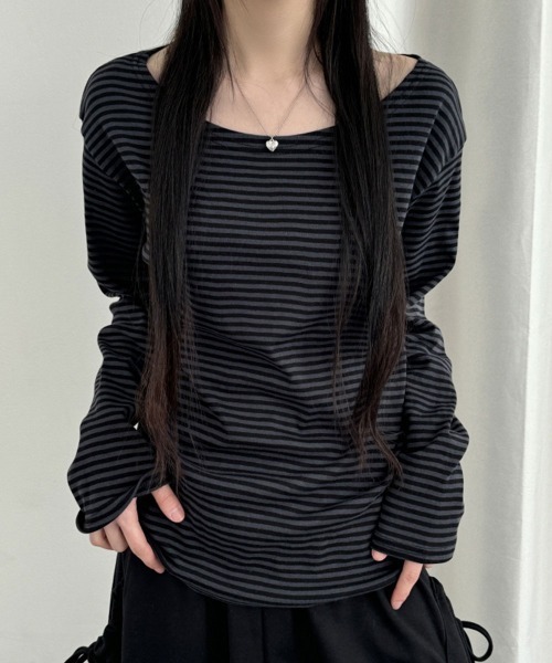 tシャツ 2WAY ボーダーカットソー ロンT レディース : ZOZOTOWN Yahoo