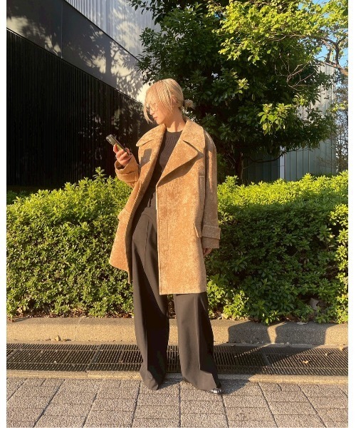 コート アウター ニードルパンチトベルベットオーバーコート / Needle-Punched Velvet Over Coat レディースの画像