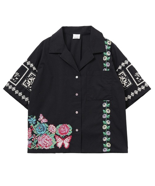 「ROSE BUD」 半袖シャツ ONE SIZE ブラック レディースの画像