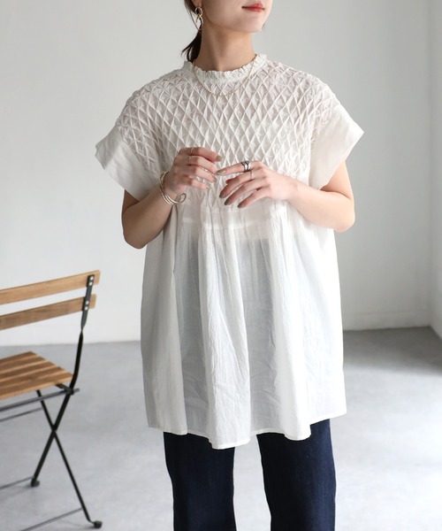 「Riberry」 半袖ブラウス MEDIUM ブラック レディース_画像7