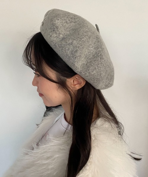 pyornim（ピョルニム） 帽子 ベレー帽 リボンワンポイントフェルト