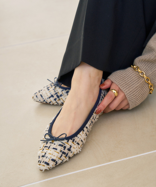 LE TALON（ル タロン） バレエシューズ パンプス ポインテッドツイード