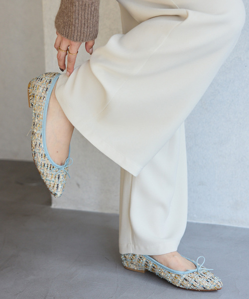 LE TALON（ル タロン） バレエシューズ パンプス ポインテッドツイード