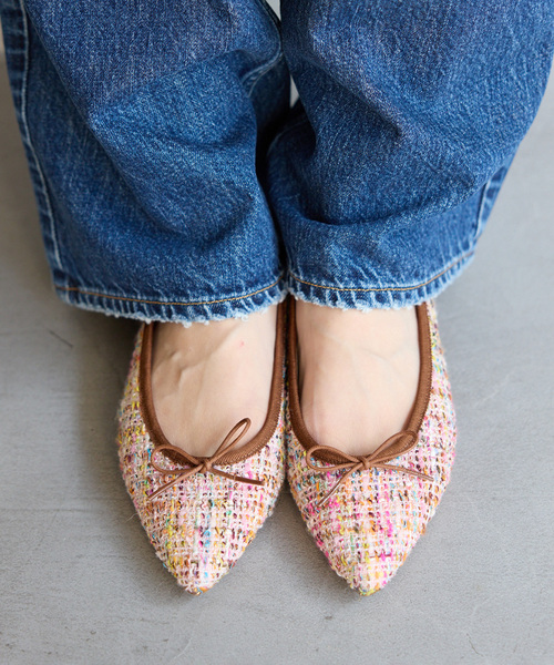 LE TALON（ル タロン） バレエシューズ パンプス ポインテッドツイード