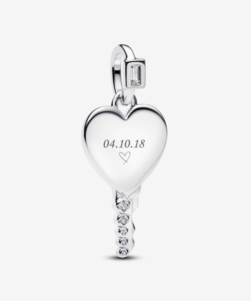 PANDORA（パンドラ） チャーム エングレーバブル ハート キー シルバー