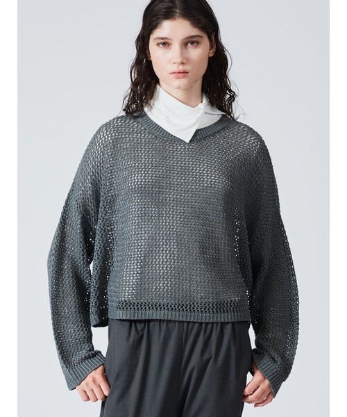 「mizuiroind」 長袖ニット FREE チャコールグレー レディース_画像7