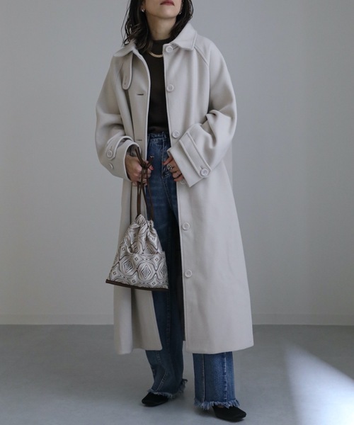 「ap retro」 ステンカラーコート FREE グレー レディース_画像3