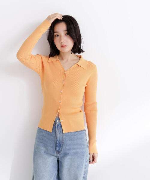 theory luxe オレンジベージュ Vネックニット 五分袖 theory luxe オレンジベージュ Vネックニット 五分袖 - メルカリ
