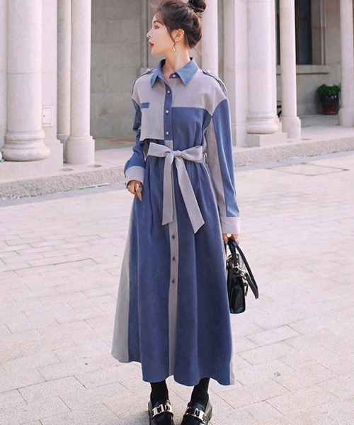 「Miniministore」 シャツワンピース M ブルー レディース_画像4