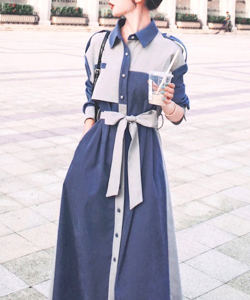 「Miniministore」 シャツワンピース M ブルー レディース_画像5