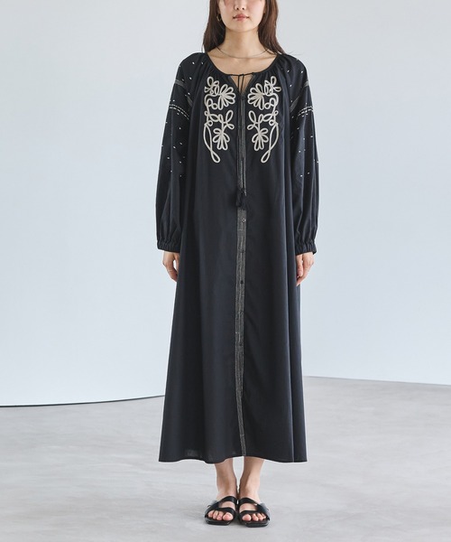 「LAVEANGE」 長袖ワンピース LL ブラック レディース_画像2