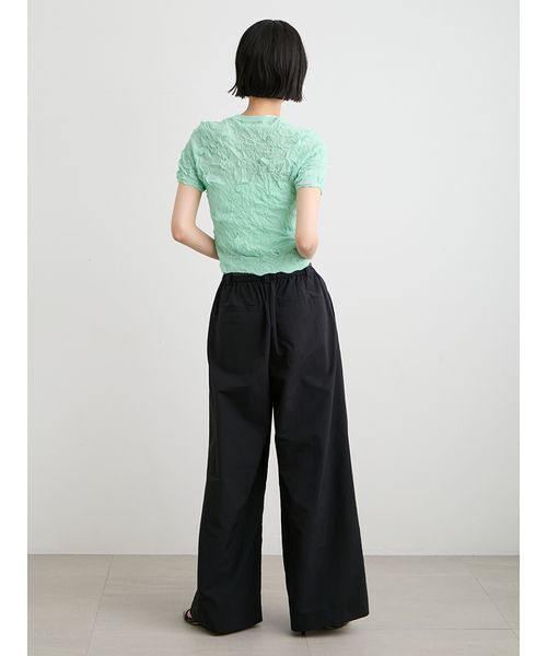 パンツ 「洗える・撥水」ベルト付き撥水タックパンツ レディースの画像