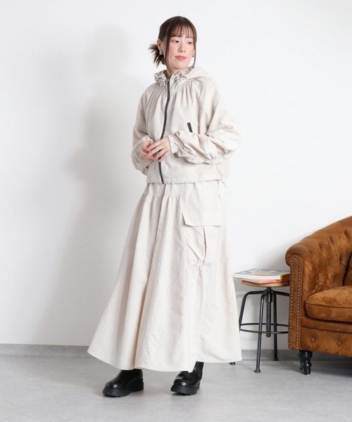【MHL.】リネン×コットン生地ウエストコード付き短丈ブルゾン　ホワイト MHL.（エムエイチエル）の「WA-SHI COTTON PLAINWEAVE（ブルゾン