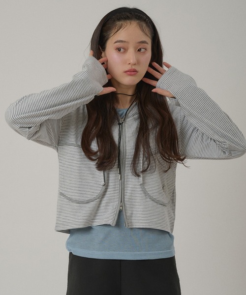 MUHET（ミュエータ） パーカー zip-up long tee hoodie / ジップアップ