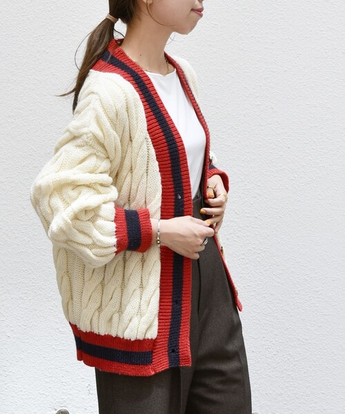「Oldderby Knitwear」 カーディガン ONE SIZE ネイビー レディース_画像2