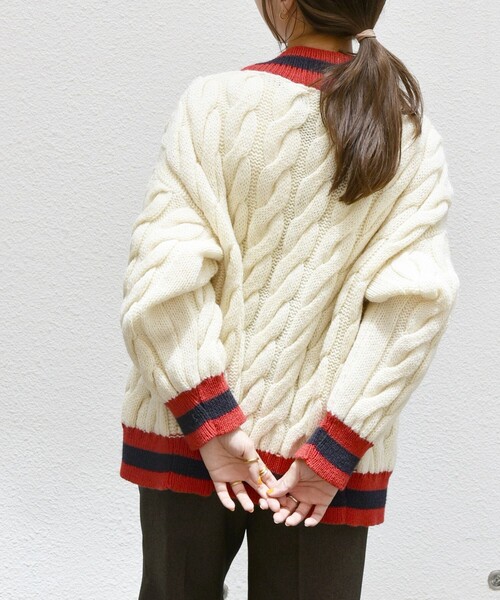 「Oldderby Knitwear」 カーディガン ONE SIZE ネイビー レディース_画像3