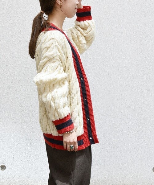 「Oldderby Knitwear」 カーディガン ONE SIZE ネイビー レディース_画像4