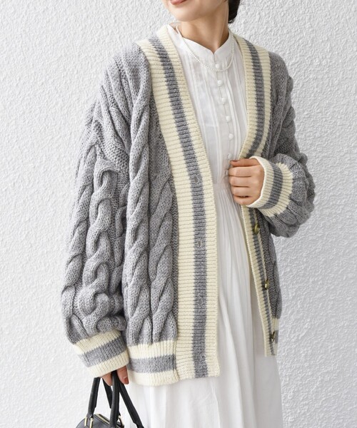 「Oldderby Knitwear」 カーディガン ONE SIZE ネイビー レディース_画像8