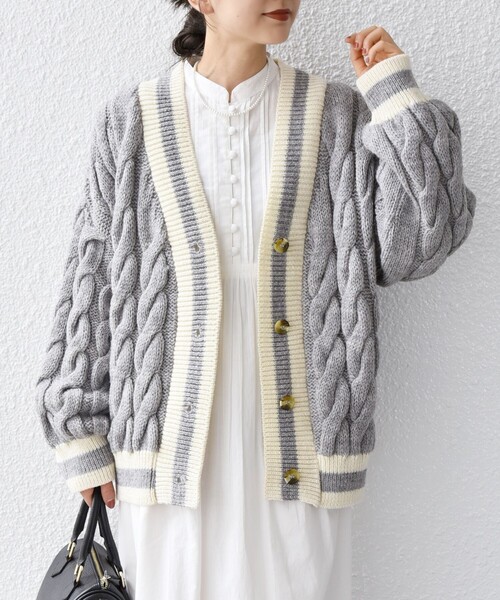 「Oldderby Knitwear」 カーディガン ONE SIZE ネイビー レディース_画像9
