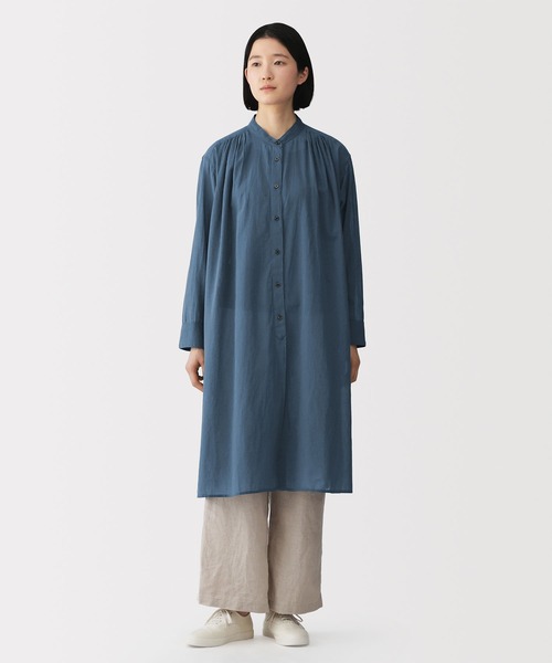 無印良品（MUJI） シャツワンピース 婦人 強撚 シアー長袖シャツ