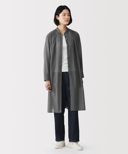 無印良品（MUJI） シャツワンピース 婦人 強撚 シアー長袖シャツ