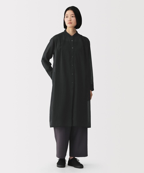 無印良品（MUJI） シャツワンピース 婦人 強撚 シアー長袖シャツ