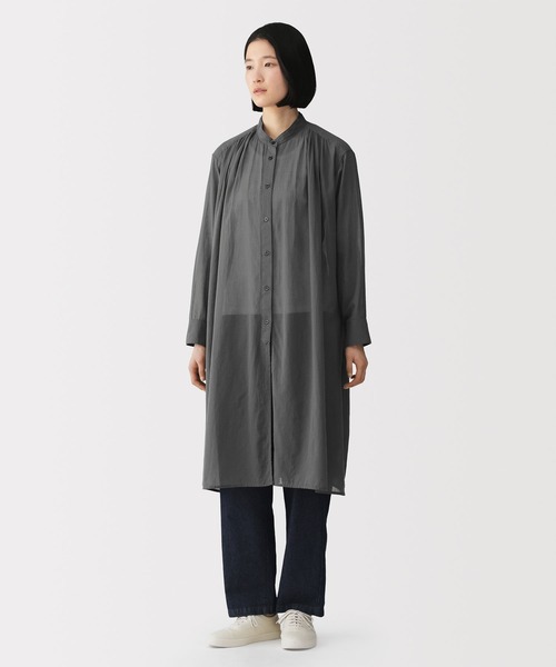無印良品（MUJI） シャツワンピース 婦人 強撚 シアー長袖シャツ