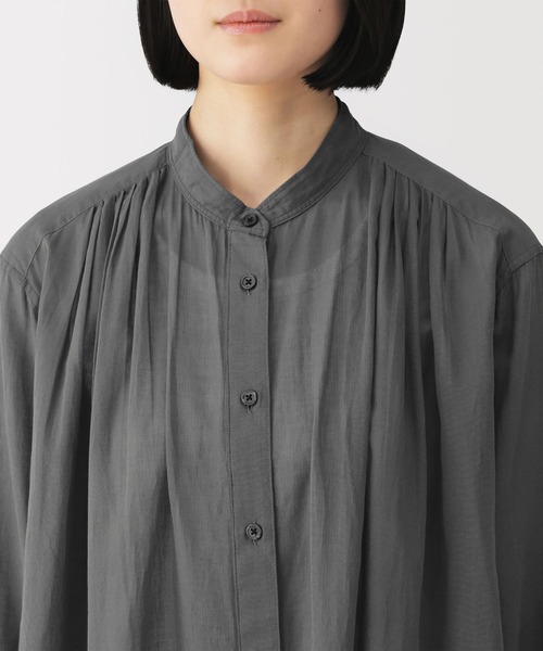 希少 07年製 トリコ コムデギャルソン 上質 シアー 長袖 シャツ ワンピース 無印良品（MUJI） シャツワンピース 婦人 強撚 シアー長袖シャツ