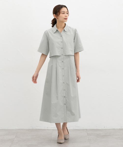 homspun 半袖 シャツワンピース グレー Honeys（ハニーズ） ワンピース 夏 半袖 シャツワンピース : ZOZOTOWN