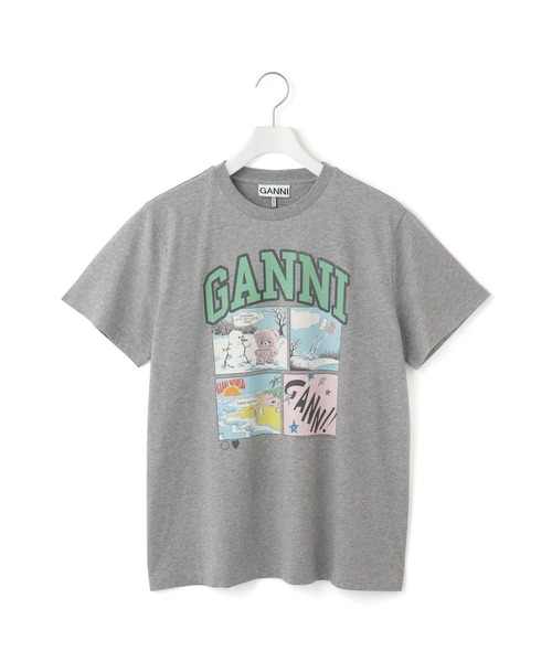 ガニー　GANNI シャツ GANNI(ガニー)｜Basic Jersey Tiger Relaxed Tシャツ/ブリスフルブルー