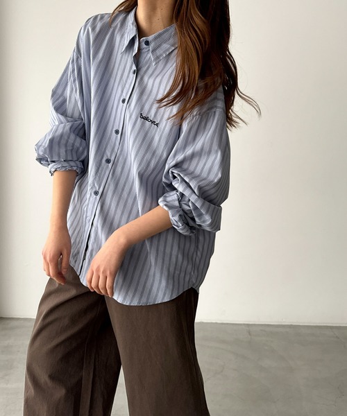 「CANAL JEAN」 「El mar」長袖シャツ ONE SIZE サックスブルー レディースの画像