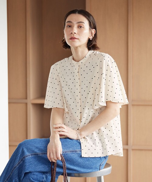 試着のみ☆BEAUTY&amp;YOUTH ドットフレアスリーブ　ウォッシャブル BEAUTY&YOUTH UNITED ARROWS - 試着のみ☆BEAUTY&YOUTH ドットフレア