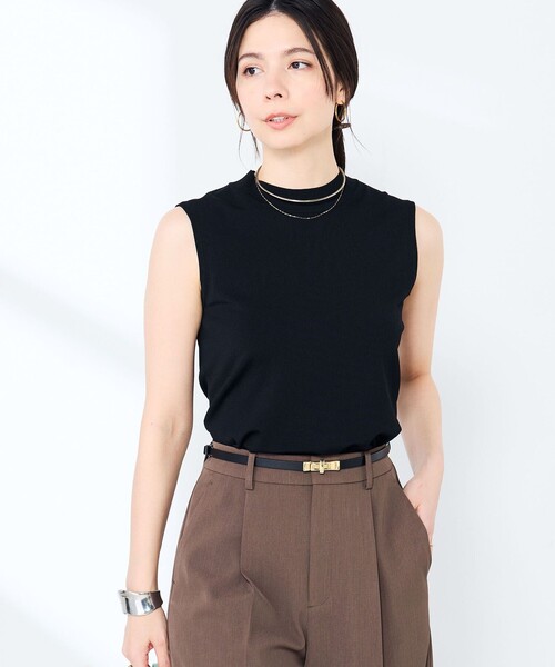 uvカット ニット セーター 「手洗い可能」マルチファンクションハイネックノースリーブプルオーバー レディースの画像